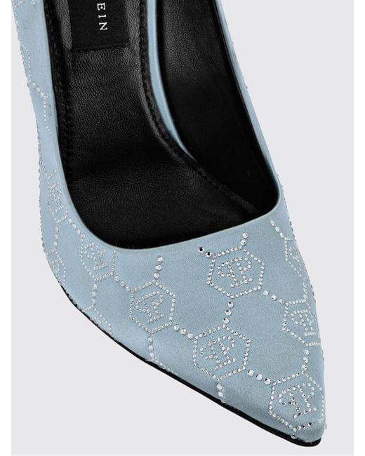 Philipp Plein White Satin Pumps With Rhinestone Hexagon
