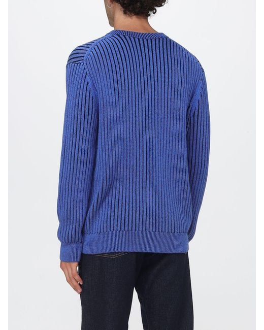 Paul Smith Blue Striped Cotton And Wool Blend Crewneck Jumper for men