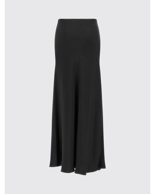 Fabiana Filippi Black High-Waisted Satin Midi Pencil Skirt