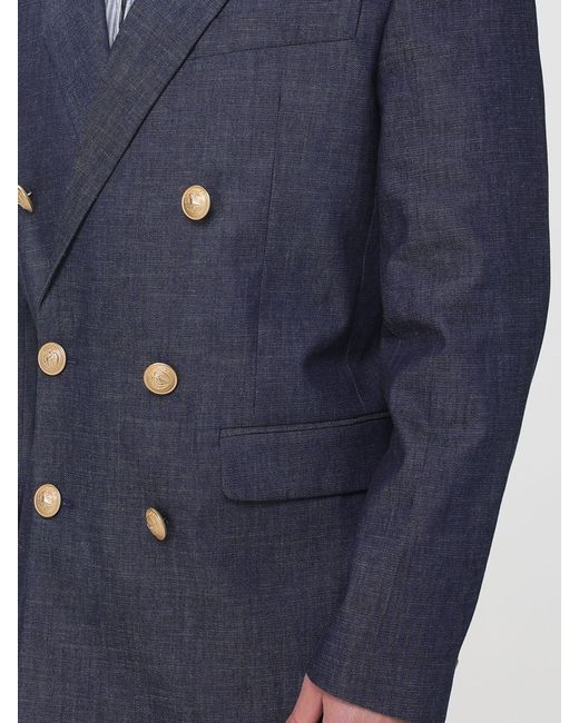 DSquared² Blue Double-Breasted Cotton Blazer for men