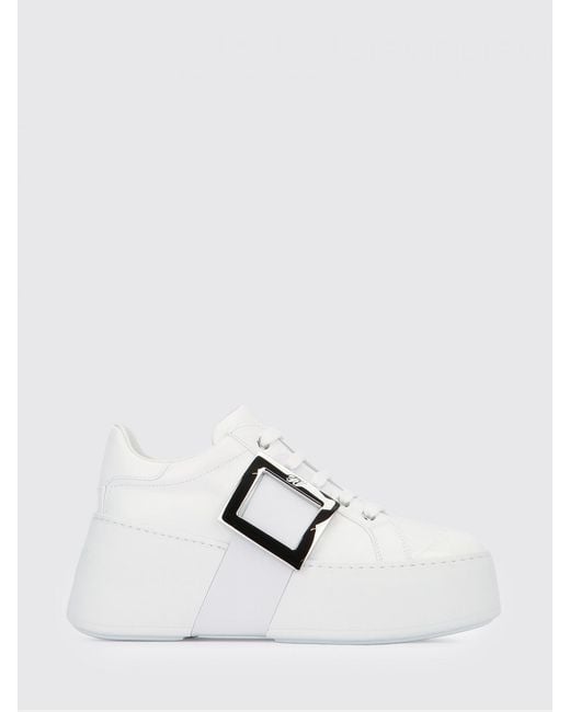 Roger Vivier White Viv' Skate Leather Sneakers