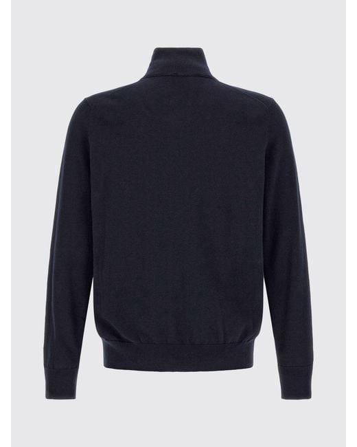 Boss Blue Cotton And Cashmere Turtleneck Zip-Up Jumper for men