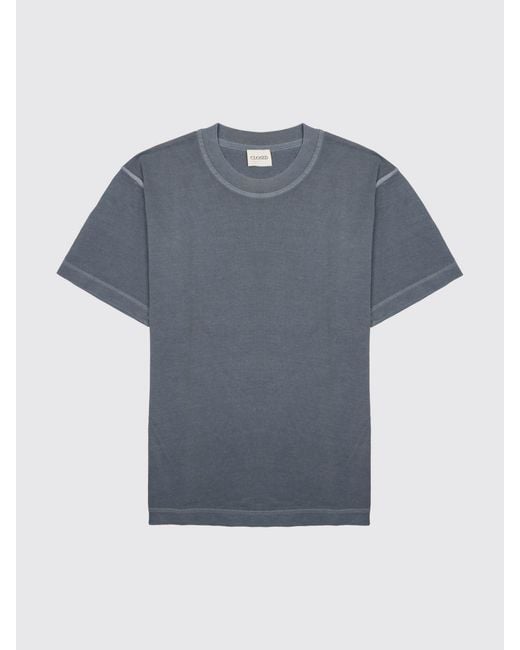 Closed Gray Organic Cotton Crew Neck T-Shirt With Dropped Shoulders for men