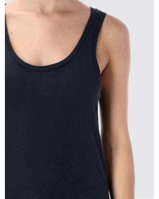 American Vintage Blue Slim Fit Cotton Crew Neck Tank Top