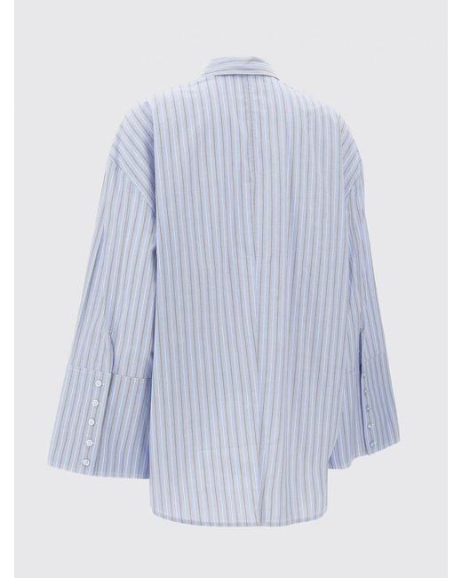 ROTATE BIRGER CHRISTENSEN Blue Striped Cotton Shirt