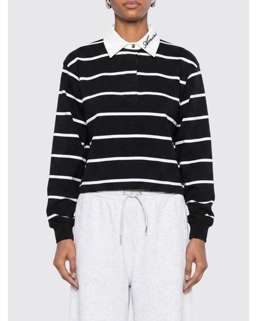 Amiri Blue Striped Long-Sleeved Cotton Polo Shirt With Contrast Logo