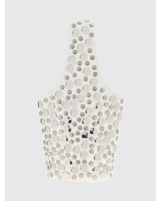 Khaite White Livia Studded Lambskin Handbag With A Flared Shape