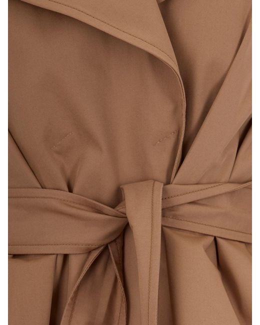 Herno Natural Short Cotton Gabardine Trench Coat With A Tie-Waist Belt