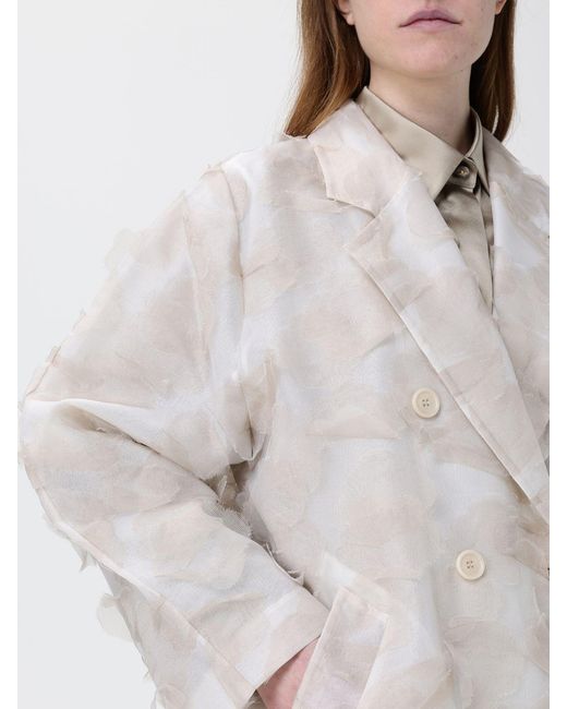 Max Mara White Double-Breasted Oversized Silk Coat