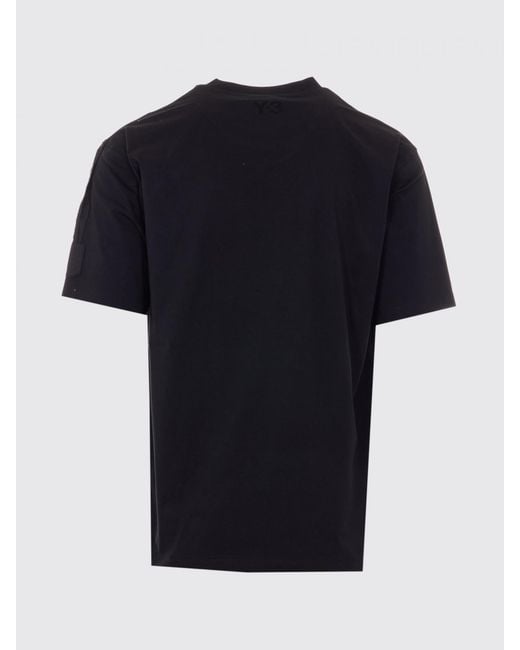 Y-3 Black Cotton T-Shirt With Pockets for men