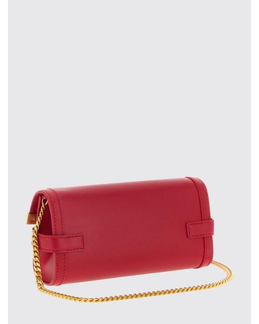 Balmain Red B-Buzz 23 Leather Clutch