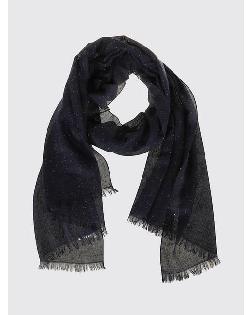 Brunello Cucinelli Black Wool Scarf With Sequins