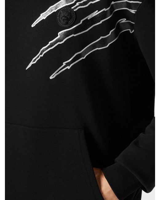 Philipp Plein Black Contrast Logo Cotton Crewneck Sweatshirt With Dropped Shoulders for men