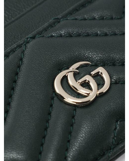 Gucci Green Gg Marmont Matelassé Nappa Card Holder