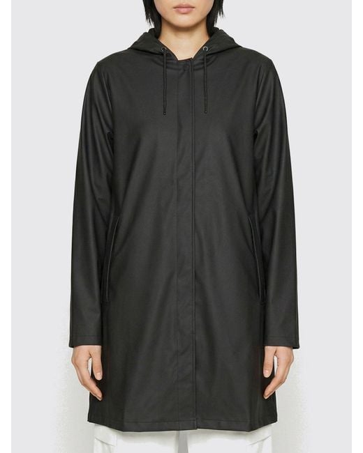 Rains Black Hooded Waterproof Polyester Raincoat