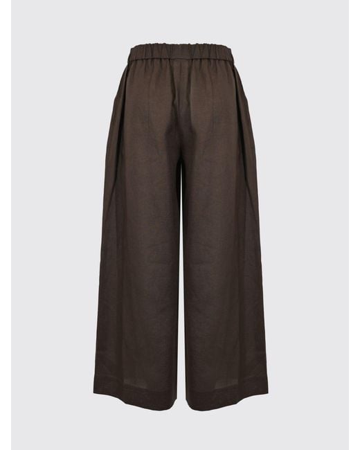 Pantaloni Crop Di Lino di Max Mara in Brown