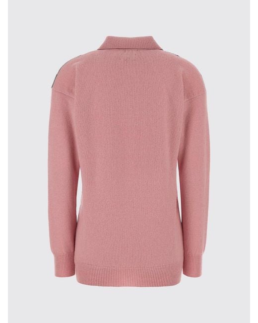 J.W. Anderson Pink Long-Sleeved Argyle Pure Wool Knit Polo
