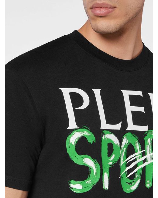 Philipp Plein Green Cotton T-Shirt With Contrasting Front Printed Logo for men