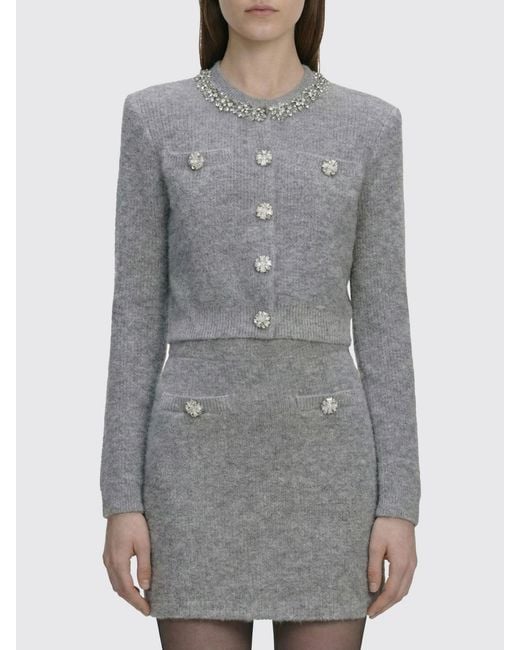 Self-Portrait Gray Jewel Cardigan