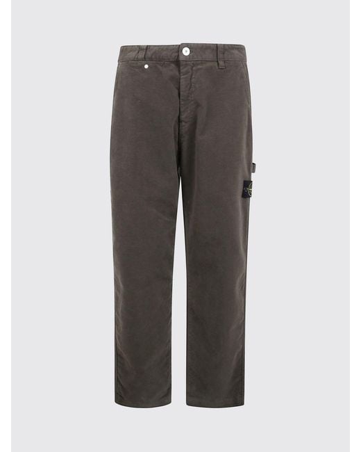 Stone Island Gray Cotton "Moleskin Tc" Organic Cotton Garment Dyed Trousers for men