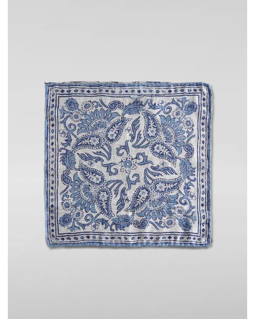 Pochette reversibile in misto lino e seta jacquard di Brunello Cucinelli in Blue da Uomo