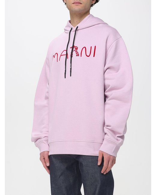 Marni Pink Cotton Hoodie With Logo for men
