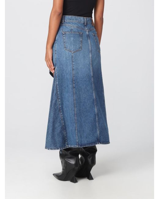Falda Midi Vaquera Slashed McQueen de color Blue