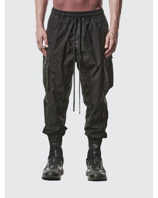 Thom Krom Black Cotton Cargo Trousers With Drawstring for men