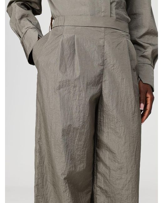 Max Mara Gray Crinkled Taffeta Trousers