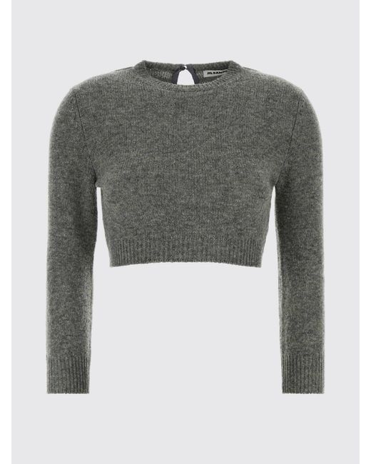 Jil Sander Gray Wool Blend Crop Knit Top