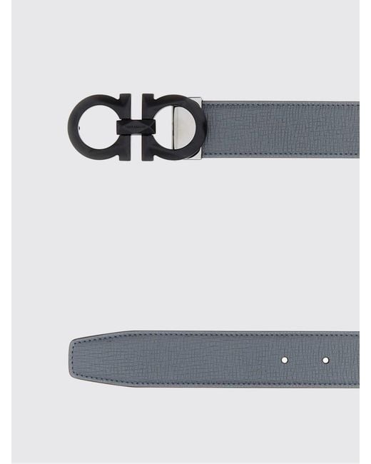 Ferragamo White Reversible Leather Belt With Gancini Buckle for men