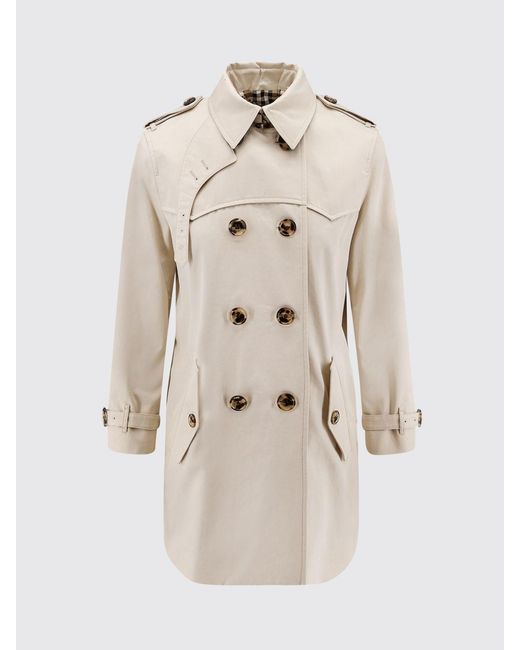 Burberry Natural Double-Breasted Cotton Trench Coat