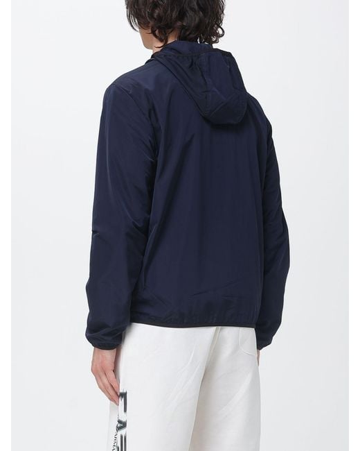 EA7 Blue Technical Fabric Hooded Jacket for men
