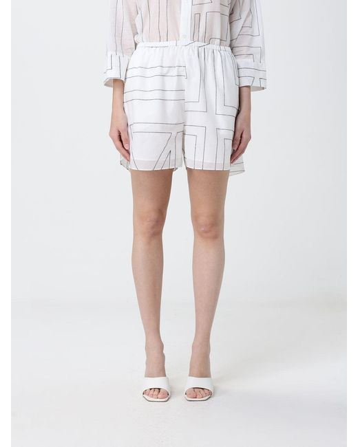 MEIMEIJ White Cotton Shorts With Logo Print