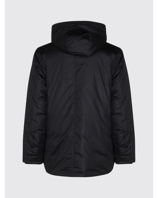 Stone Island Blue Short Water-Repellent Parka With Adjustable Hood And Logo for men