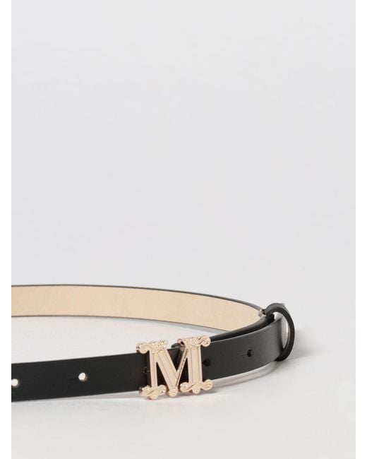 Max Mara White Leather Logo Buckle Belt