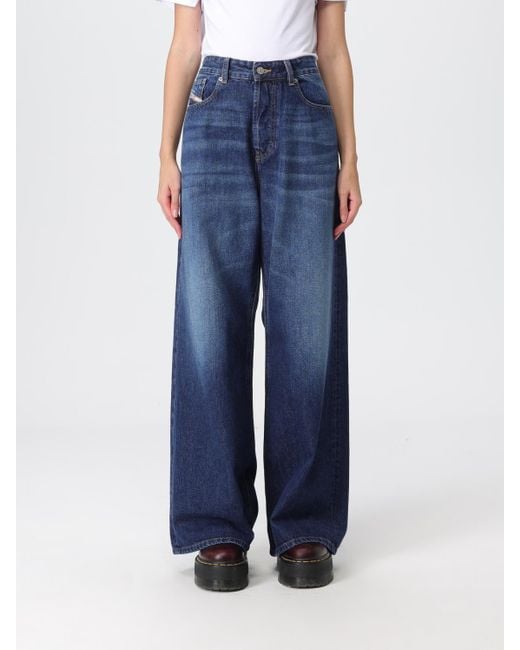 DIESEL Blue 5-Pocket Wide Leg Jeans
