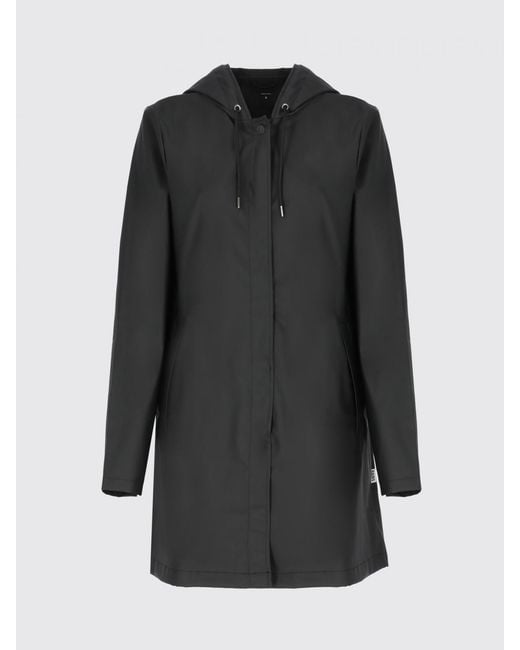 Rains Black Hooded Waterproof Polyester Raincoat