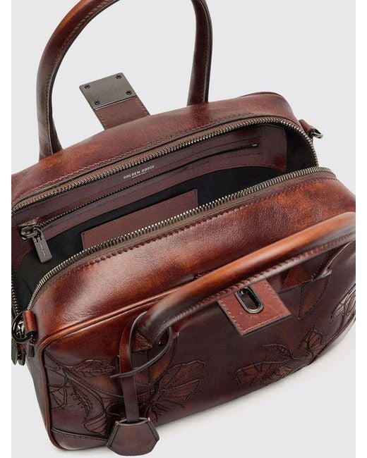Golden Goose Deluxe Brand Brown Vita Handtasche Aus Gealtertem Leder Mit Blumenmuster