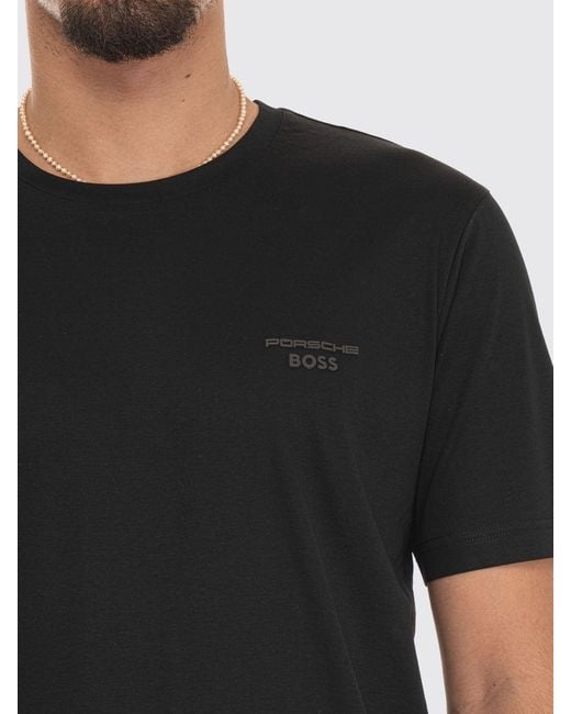 Boss Black Cotton Crew-Neck T-Shirt With Tone-On-Tone Logo On The Chest for men