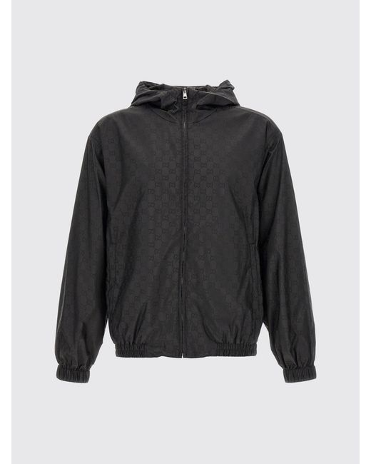 Gucci Black Gg Monogram Nylon Hooded Windbreaker Jacket for men