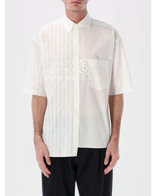 MM6 by Maison Margiela White Asymmetric Cotton Shirt for men