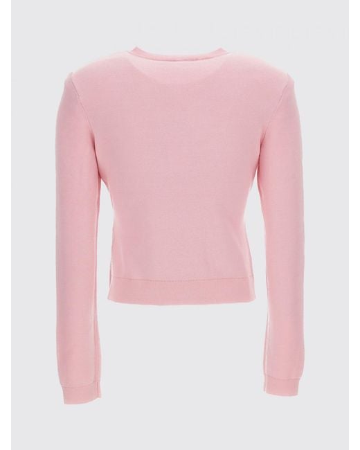 Jersey De Cuello Redondo En Mezcla De Lana Y Seda Con Aplique Floral Self-Portrait de color Pink