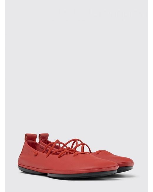 Camper Red Right Nina Leather Ballerina Flats