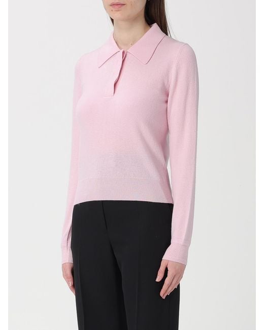 Jil Sander Pink Virgin Wool Knit Polo Shirt