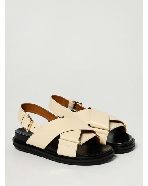 Marni Black Crossstrap Leather Platform Sandals