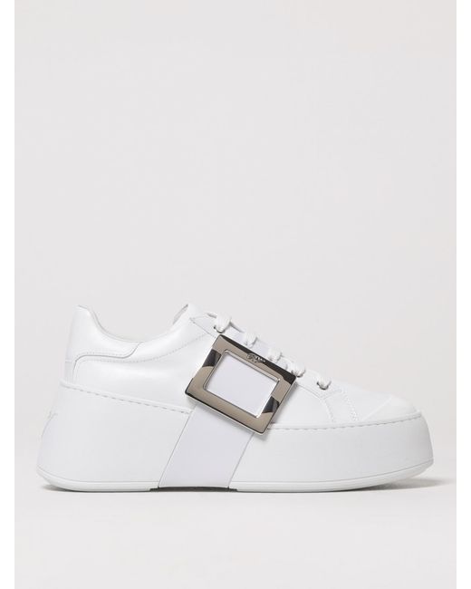 Roger Vivier White Platform Sneakers With Buckle Detail