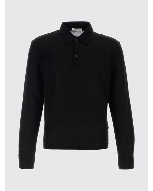 The Row Blue Long-Sleeved Knit Polo Shirt for men