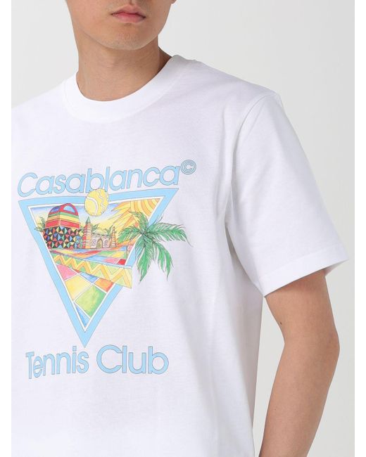 T-shirt in cotone con stampa di Casablancabrand in White da Uomo