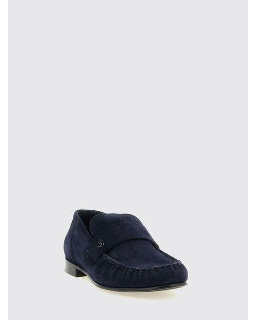 Jimmy Choo Blue Ellis Suede Penny Loafers With Metallic Monogram Hardware